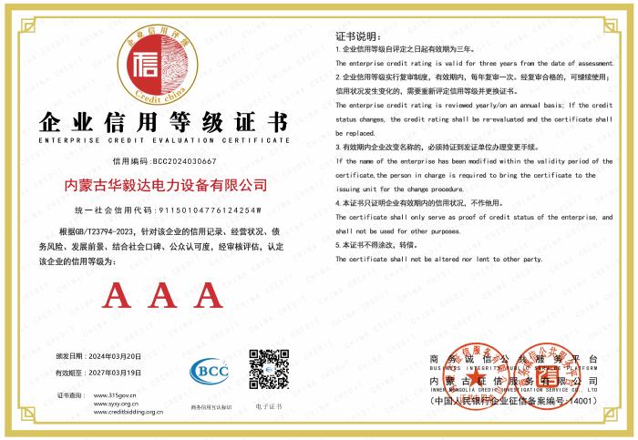 AAA Rating Certificate